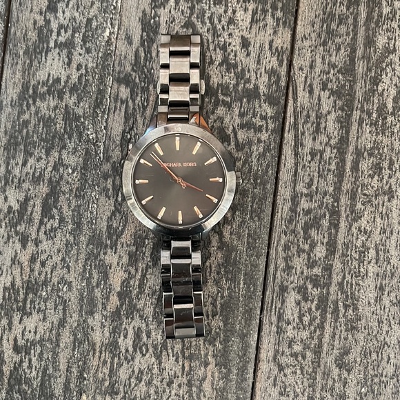 Michael Kors Accessories - 🌹M Kors Black Stainless Oversized Watch with rose gold and cubic zirconia face